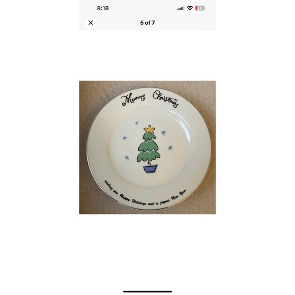 Merry Brite 2000 Porcelain Dessert/Salad Christmas Plates Santa 7.5” Set of 4 - Picture 5 of 6